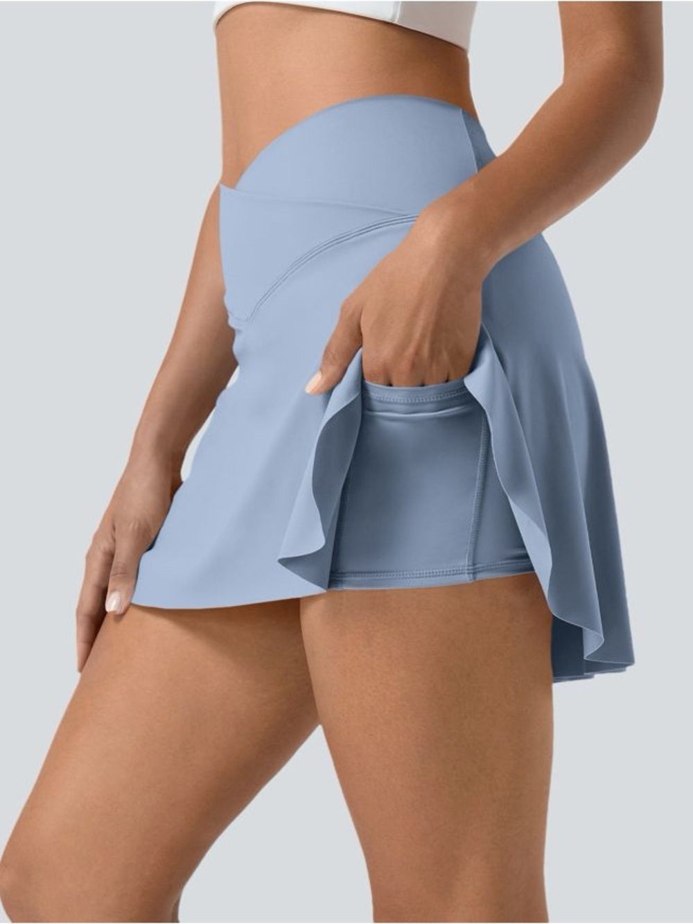 HALARA Light Blue V-Waist Mini Skirt - Picture 3 of 4